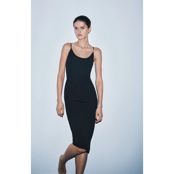 Zara Dresses & Skirts - Zara Women Black Strappy Midi Maxi Slip Dress Size Medium Whimsigoth Fairy Party